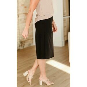 Inherit Co Wanda Black Pencil Midi Skirt Size 4 Modest Work Church Slitless Zip